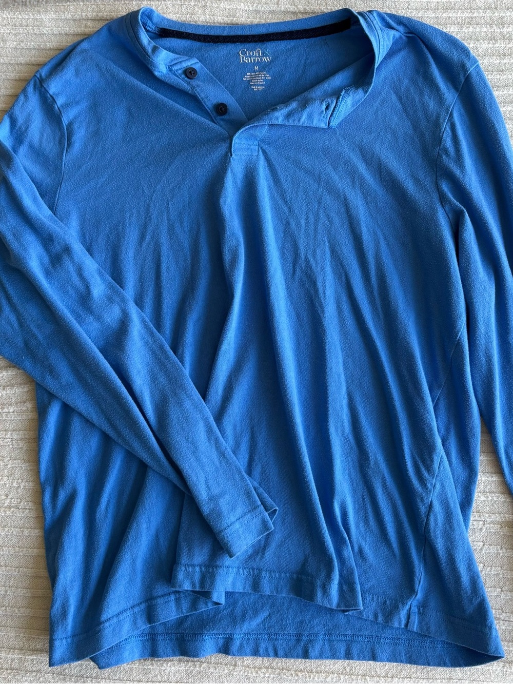 croft & barrow Men's Bright Blue Long-Sleeve Henley